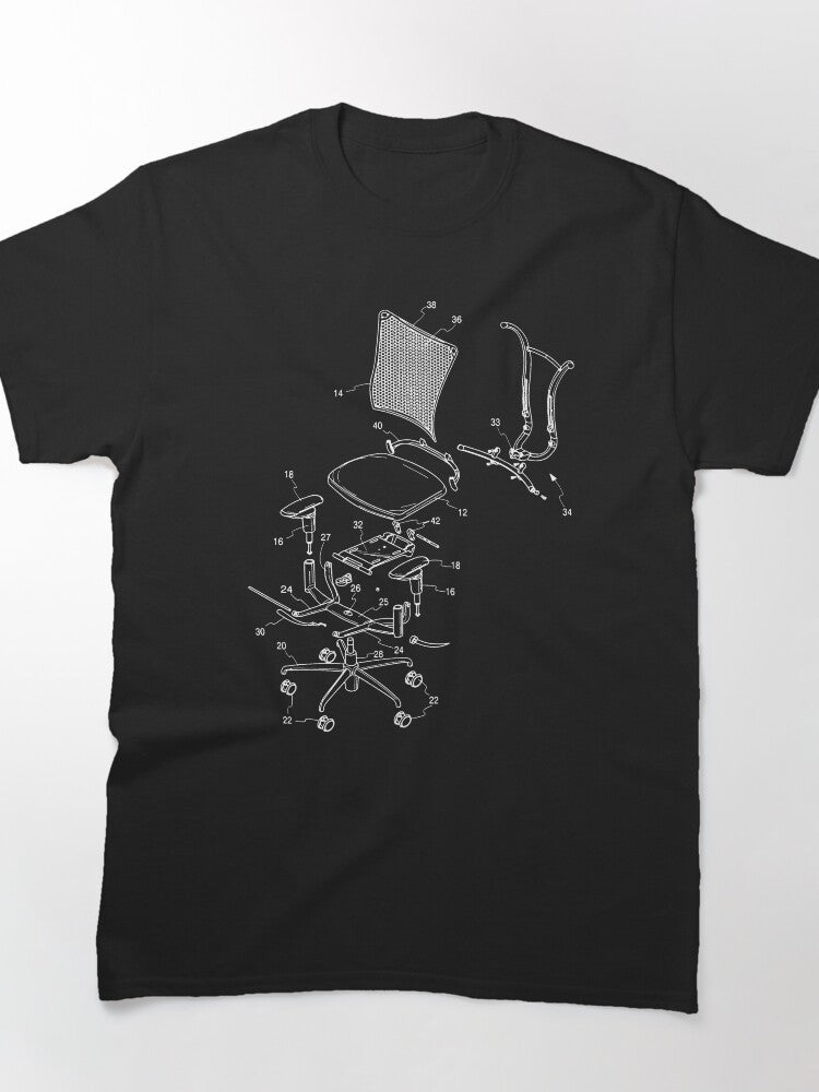 Office Rolling Chair Exploded No 1 White Classic T-Shirt
