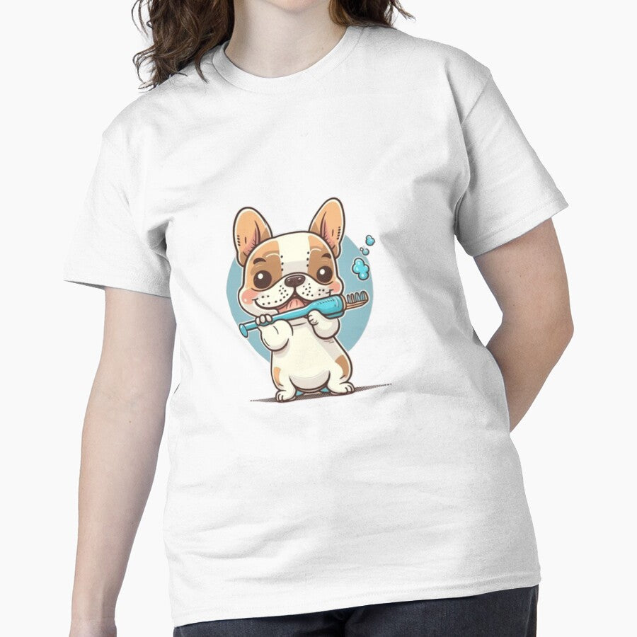 Frenchie Brushing Teeth French Bulldog Classic T-Shirt