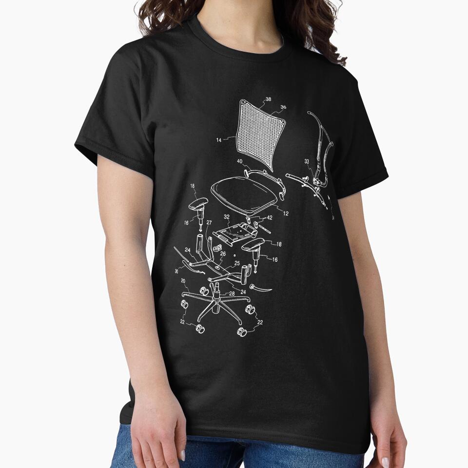 Office Rolling Chair Exploded No 1 White Classic T-Shirt